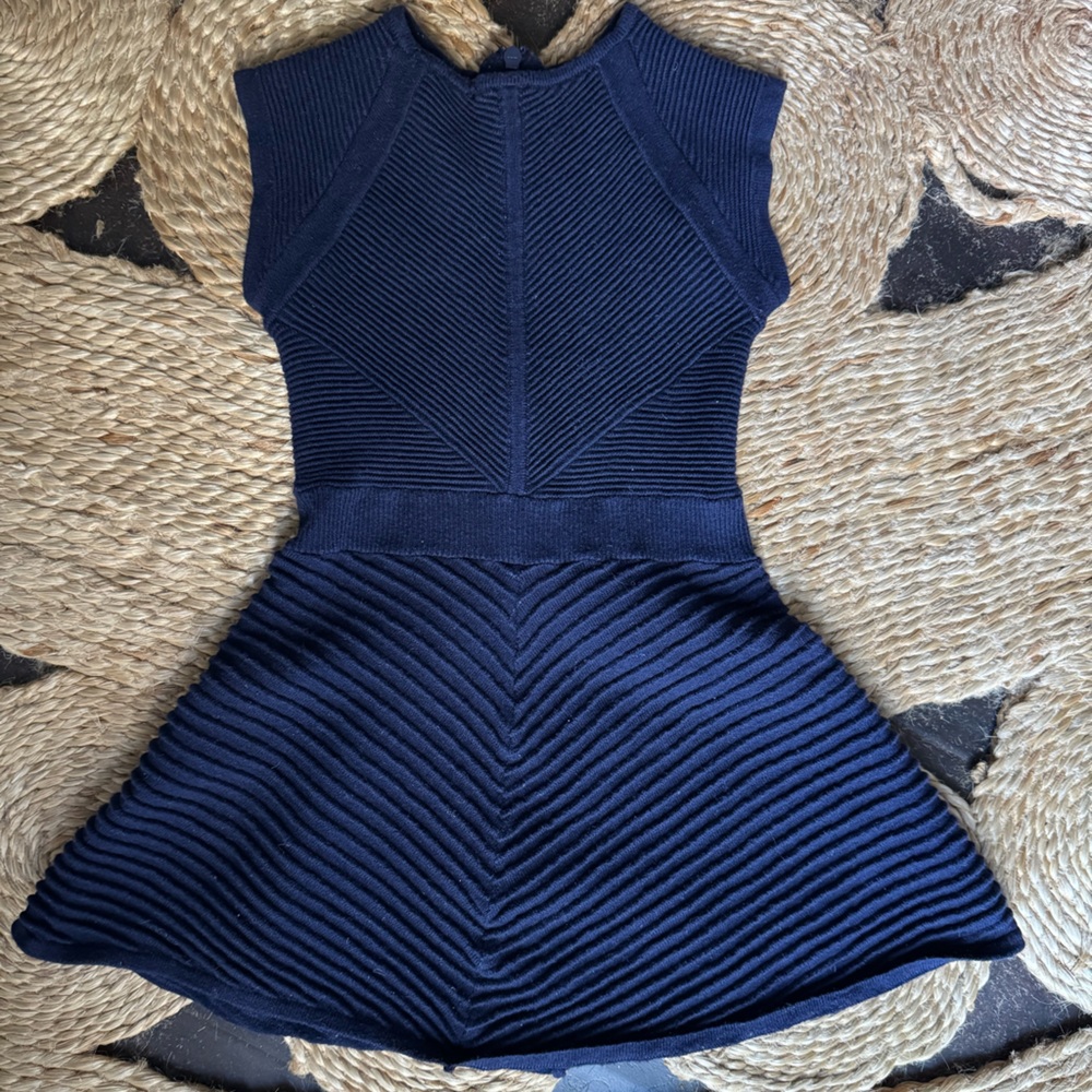 Jacadi Navy Blue Ribbed Knit Dress